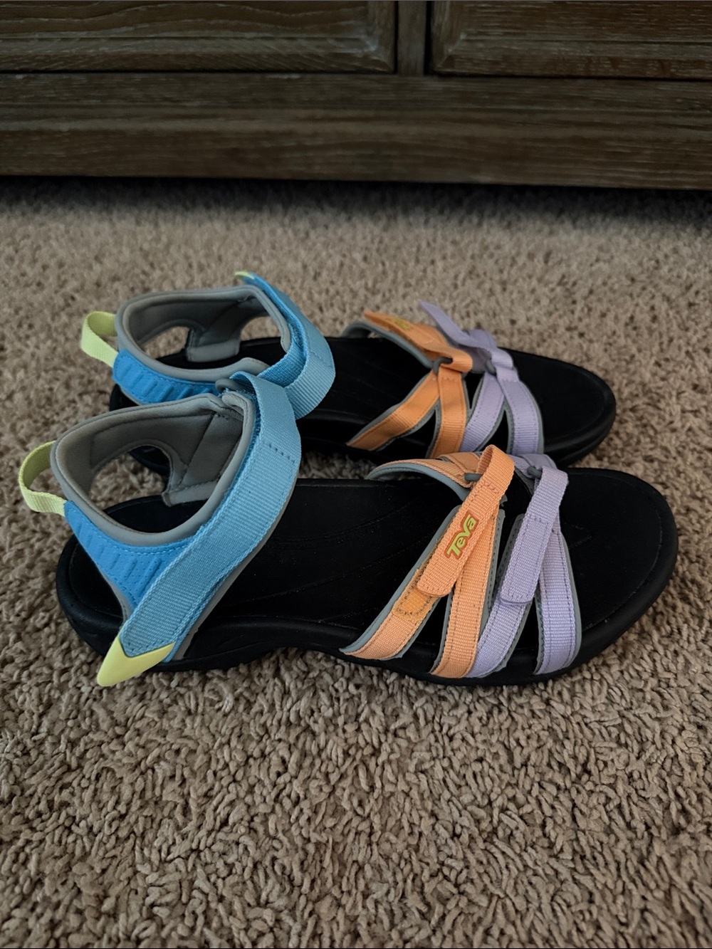 Teva Multicolor Strappy Sport Sandals Blue Lavender Peach Women’s Size 9